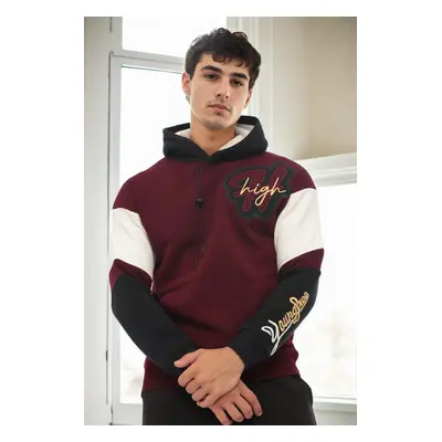 71185 Dewberry Embroidered Oversize Mens Sweatshirt-BURGUNDY