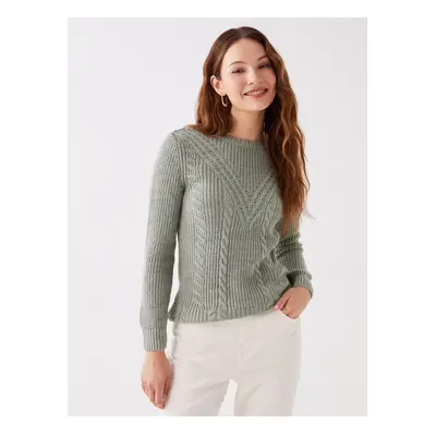 LC Waikiki Crew Neck Openwork Long Sleeve Women's Knitwear Sweater