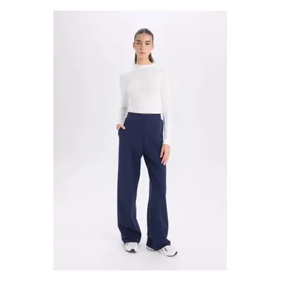 DEFACTO Wide Leg Pocket Basic Plain Wide Leg Navy Blue Sweatpants