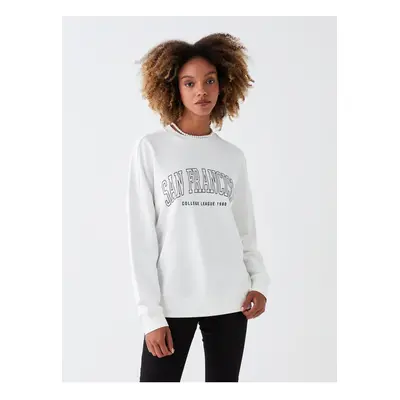 LC Waikiki Crew Neck Printed Long Sleeve Oversize Women's Sweatshirt