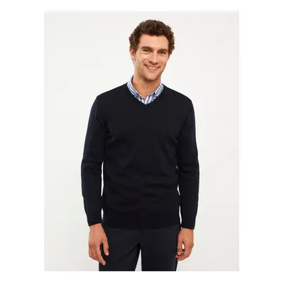 LC Waikiki Men's V-Neck Long Sleeve Basic Thin Knitwear Sweater