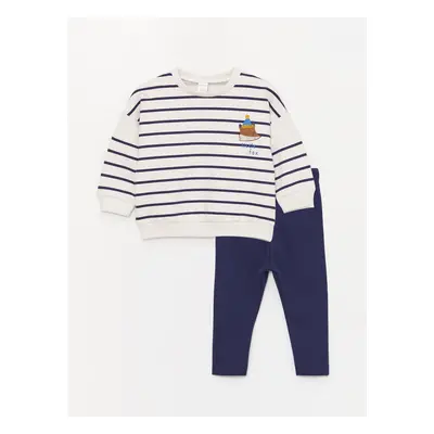 LC Waikiki Crew Neck Long Sleeve Striped Baby Boy Sweatshirt and Tights