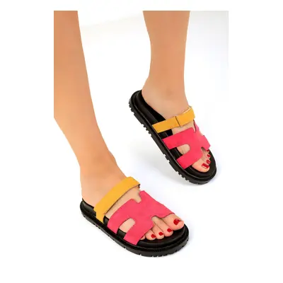 Soho Fuchsia Suede-Yellow Women's Slippers