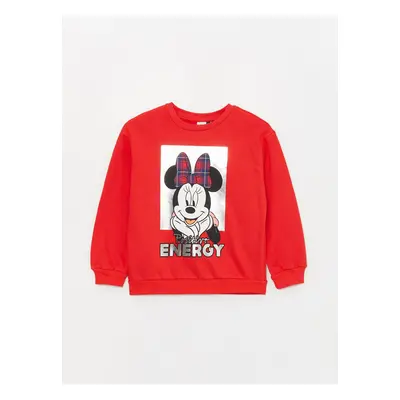 LC Waikiki Crew Neck Minnie Mouse Printed Long Sleeve Girl's Sweatshirt