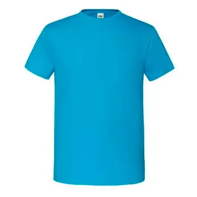 Blue Iconic Combed Cotton T-shirt with Fruit of the Loom Sleeve