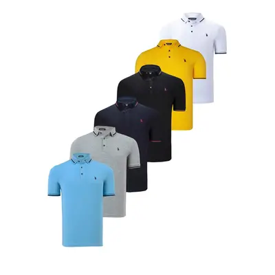 SET OF SIX T8586 DEWBERRY MEN'S T-SHIRT-BLACK-WHITE-NAVY-GREY-LIGHT BLUE-YELLOW