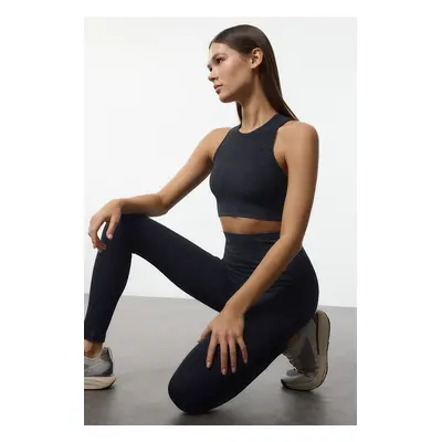 Trendyol Dark Navy Washed Seamless/Seamless Ribbed and Lightly Supported Knitted Sports Bra