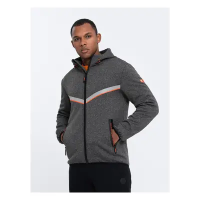 Ombre Men's sports jacket with adjustable hood and reflector - graphite