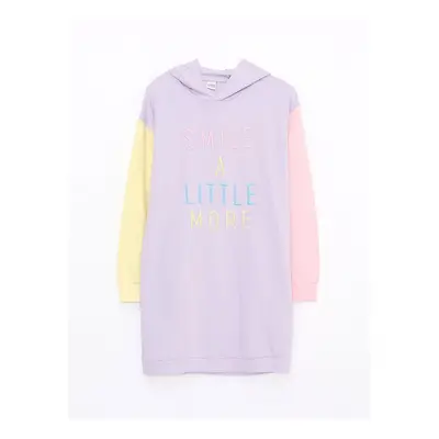 LC Waikiki Lcw Kids Hooded Embroidery Long Sleeve Girls Dress