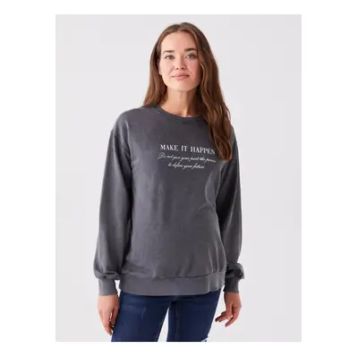 LC Waikiki Crew Neck Printed Long Sleeve Maternity Sweatshirt