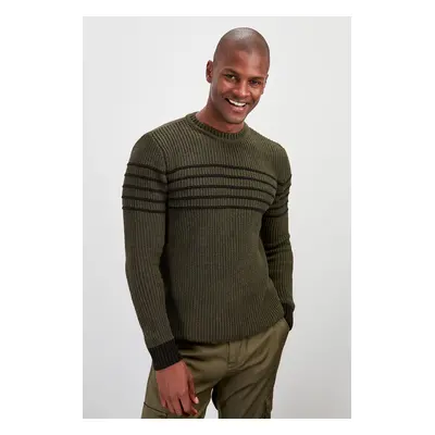 Trendyol Khaki Wool Crew Neck Long Sleeve Sweater