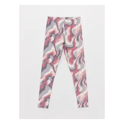 LC Waikiki Girl's Long Tights with Tie Dye Patterned Elastic Waist.