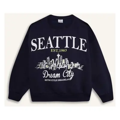 DEFACTO Girl Relax Fit Crew Neck Printed Sweatshirt