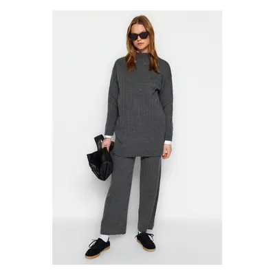 Trendyol Smoky Half Turtleneck Ribbed Sweater-Pants Knitwear Suit