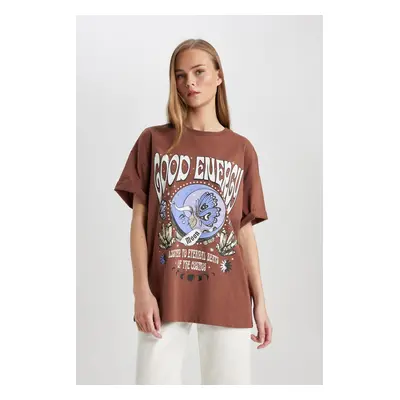 DEFACTO Oversize Fit Crew Neck Printed Short Sleeve T-Shirt