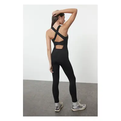 Trendyol Black Matte Fabric Back Detailed Knitted Sports Overalls