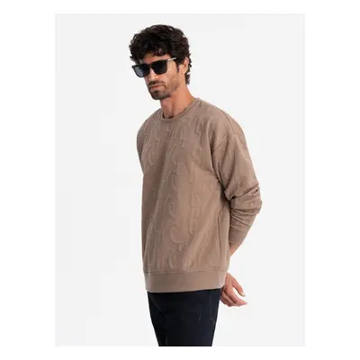 Ombre Men's RELAXED FIT sweatshirt with embossed letters - brown