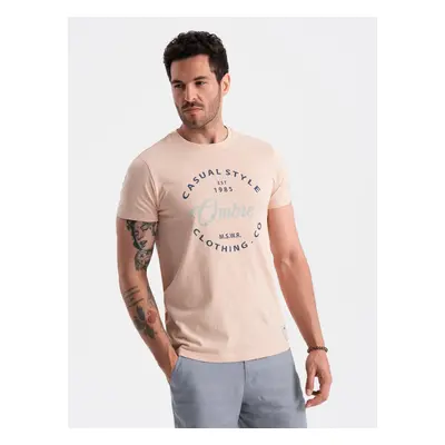 Men's printed t-shirt Ombre Casual Style - pale rose