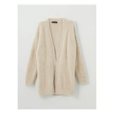 LC Waikiki Shawl Collar Plain Long Sleeve Women's Plush Cardigan