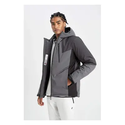 DEFACTO Fit Water Repellent Slim Fit Slim Cut Hooded Zippered Waterproof Jacket Coat A2756ax24wn