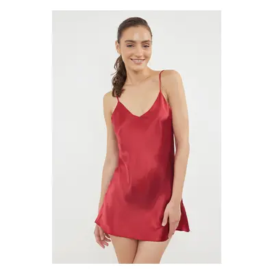 Trendyol Burgundy Lace Back Rope Strap Satin Woven Nightgown