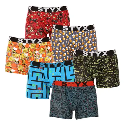 6PACK pánské boxerky Styx long art sportovní guma vícebarevné