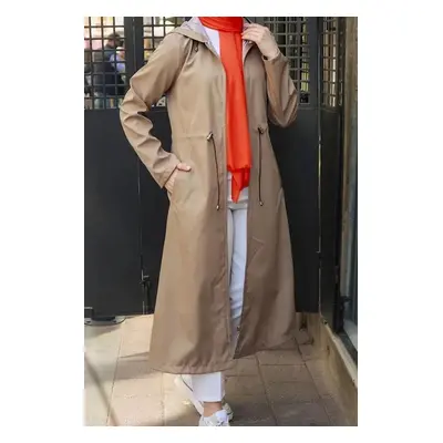 63777 Dewberry Hooded Women Trenchcoat-BEIGE