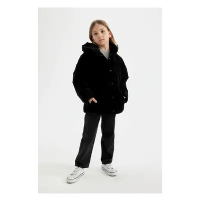 DEFACTO Girl's Water Repellent Hooded Puffer Jacket