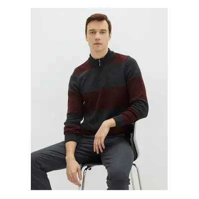 LC Waikiki Men's High Neck Long Sleeve Color Block Knitwear Sweater