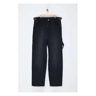 Trendyol Curve Black High Waist Straight Denim Pants