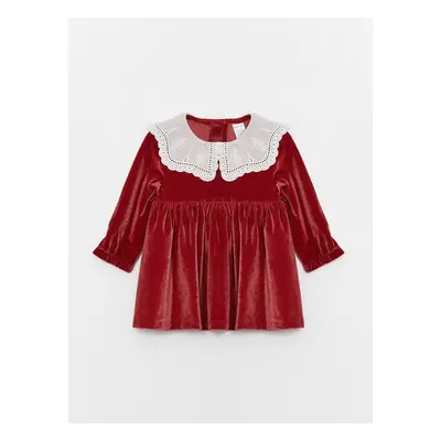 LC Waikiki Bebe Collar Long Sleeve Velvet Baby Girl Dress