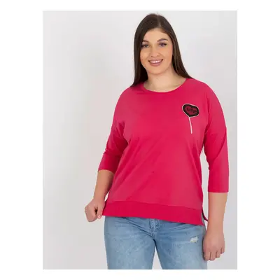 Fuchsiová dámská halenka plus size s aplikací