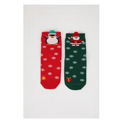 DEFACTO Baby Girl Christmas Themed Seamless 2-Piece Cotton Long Socks