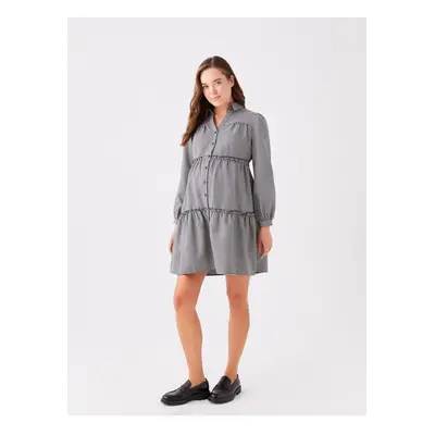 LC Waikiki Patterned Long Sleeve Maternity Shirt Dress