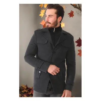 K7542 DEWBERRY MEN'S COAT-PLAIN ANTHRACITE