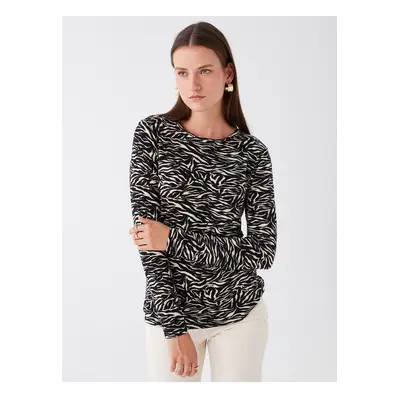 LC Waikiki Crew Neck Patterned Long Sleeve Women's T-Shirt