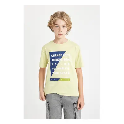 DEFACTO Boy's Crew Neck Printed Short Sleeve T-Shirt