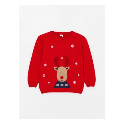 LC Waikiki Crew Neck Long Sleeve Christmas Themed Baby Boy Knitwear Sweater