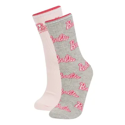 DEFACTO Girls' Barbie 2-Piece Cotton Long Socks