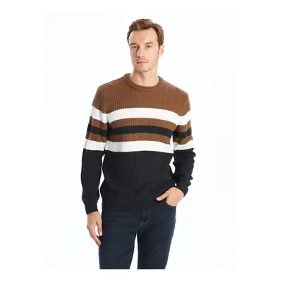 LC Waikiki Crew Neck Long Sleeve Striped Men's Knitwear Sweater