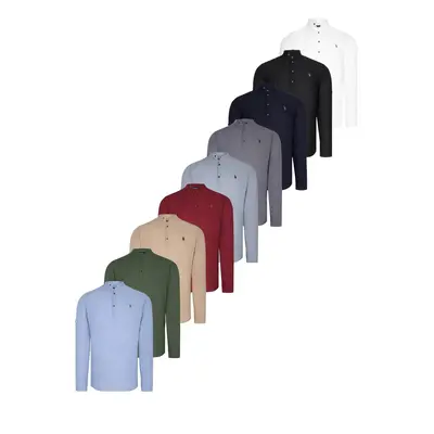 SET OF NINE G783 DEWBERRY JUDGE COLLAR SHIRT-BLACK-WHITE-NAVY-BURGUNDY-BLUE-KHAKI-BEIGE-ANTHRACI