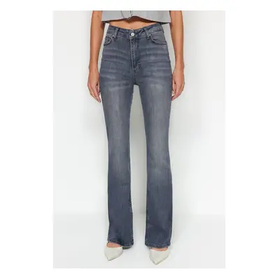 Trendyol Gray High Waist Flare Jeans