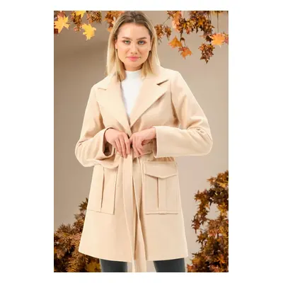 Z6778 DEWBERRY LADIES' COAT-LIGHT BEIGE