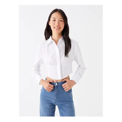 LC Waikiki Women's Plain Long Sleeve Crop Shirt