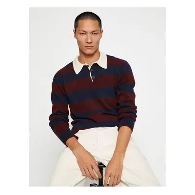 Koton Basic Knitwear Sweater Polo Collar Button Detailed