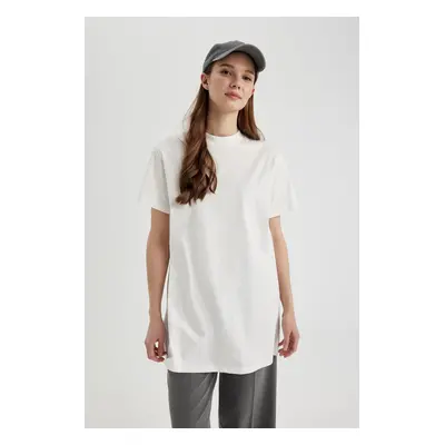 DEFACTO Regular Fit Crew Neck Basic Short Sleeve 100% Cotton T-Shirt Tunic