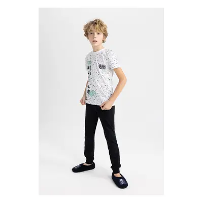 DEFACTO Boy's Printed Short Sleeve Pajama Set