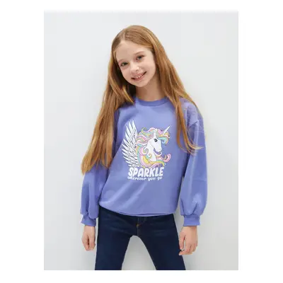 LC Waikiki Crew Neck Printed Long Sleeve Girl's Sweatshirt