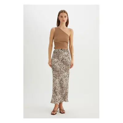 DEFACTO Pencil Leopard Patterned High Waist Moroccan Maxi Skirt