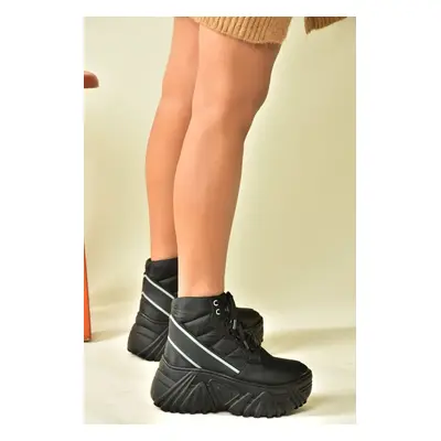 Fox Shoes Black High Soled Women's Sneakers Boots